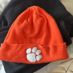 Orange Clemson Beanie with Paw Print